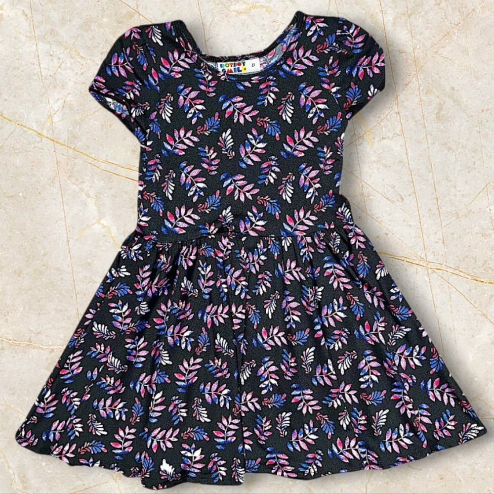 Dot Dot Smile Starlit Ferns Cap Dress Girls Size 2T Toddler Black Blue Purple